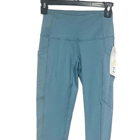 Z by Zella Women's  High Waist Pocket 7/8 Leggings, Teal Seagate, XXS - Picture 1 of 9